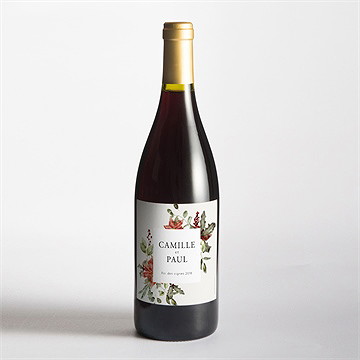 Etiquette de bouteille mariage fleurs d'hiver - Mise en situation