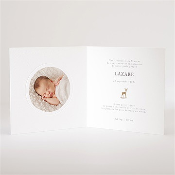 Faire-part naissance biche - Intérieur du faire-part