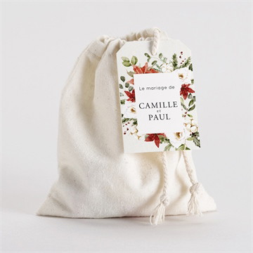 Pochon mariage  fleurs d'hiver