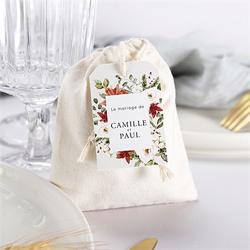 Pochon mariage  fleurs d'hiver - Mise en situation