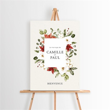 Panneau bienvenue fleurs d'hiver