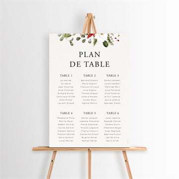 Plan de table mariage fleurs d'hiver