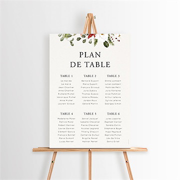 Plan de table mariage fleurs d'hiver