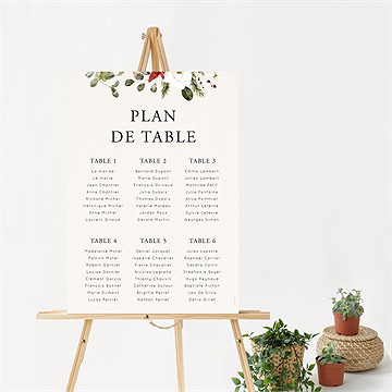 Plan de table mariage fleurs d'hiver - Mise en situation