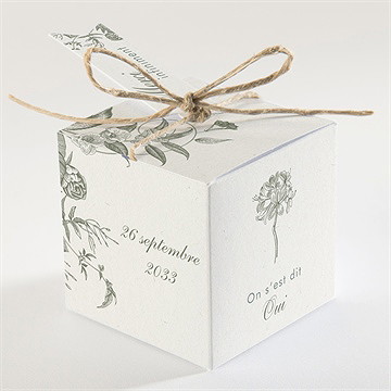 Boîte de dragées mariage romance - Dos de la boîte