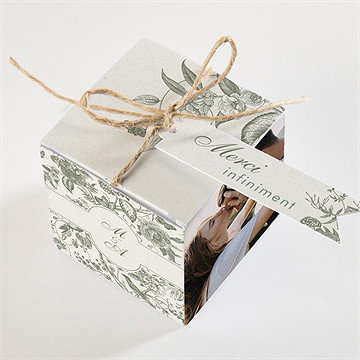 Boîte de dragées mariage romance - Dessus de la boîte