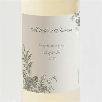 Etiquette de bouteille mariage romance