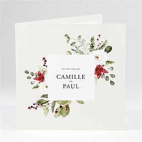 Faire-part mariage en rouge et blanc plié