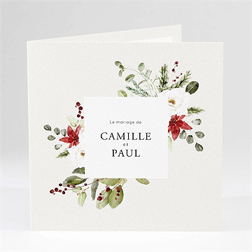 Faire-part mariage en rouge et blanc plié