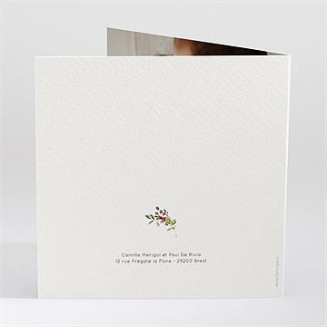 Faire-part mariage en rouge et blanc plié - Dos du faire-part