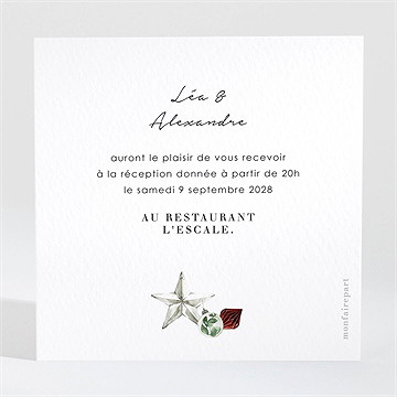 Carton d'invitation mariage en hiver - Dos du carton