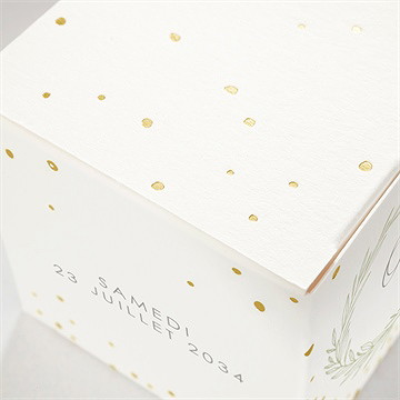 Boîte de dragées mariage tendre elegance dorure - Détail de la boîte