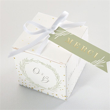 Boîte de dragées mariage tendre elegance dorure - Dessus de la boîte