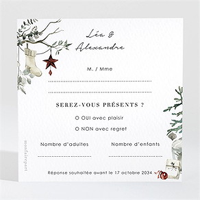 Carton réponse mariage en hiver