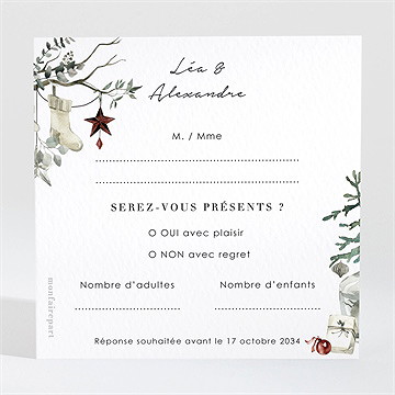 Carton réponse mariage en hiver