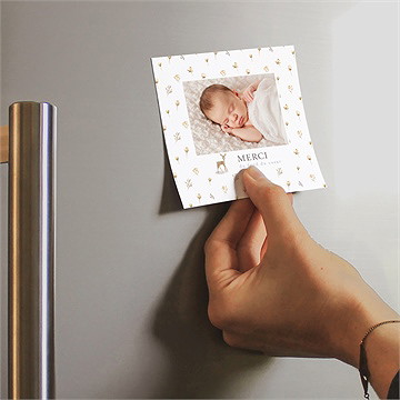Remerciement naissance biche magnet - Mise en situation