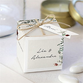 Boîte de dragées mariage en hiver