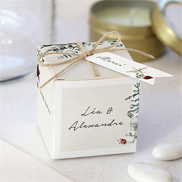 Boîte de dragées mariage en hiver