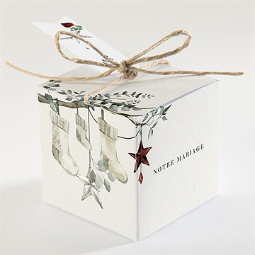 Boîte de dragées mariage en hiver - Dos de la boîte