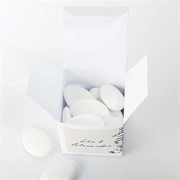 Boîte de dragées mariage en hiver - Intérieur de la boîte