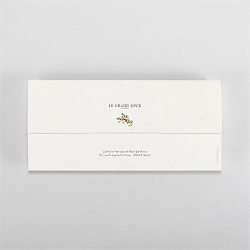 Faire-part mariage en rouge et blanc pochette duo - Dos du faire-part