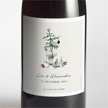 Etiquette de bouteille mariage en hiver