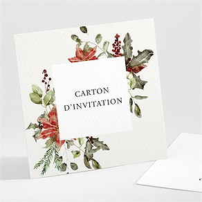 Carton d'invitation mariage fleurs d'hiver