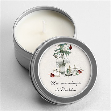Bougie mariage en hiver argent