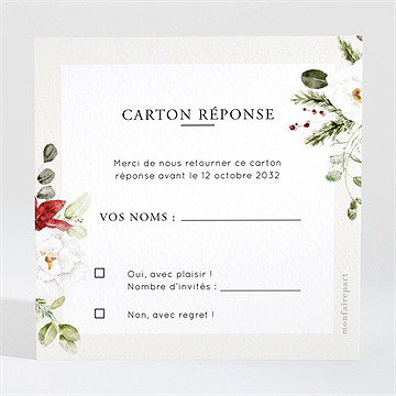 Carton réponse mariage fleurs d'hiver