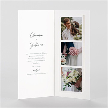 Remerciement mariage lyrisme photomaton - Intérieur du faire-part