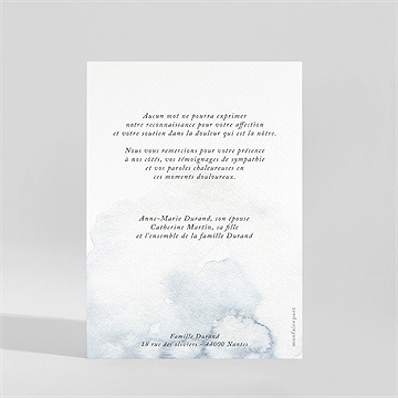 Remerciement décès brume lumineuse - Dos de la carte