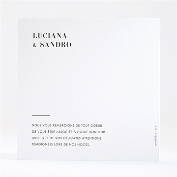 Remerciement mariage beauté classique dorure - Dos de la carte