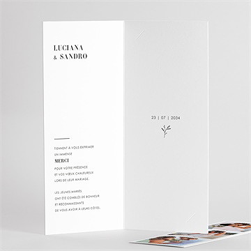Remerciement mariage beauté classique photomaton - Détail de la carte