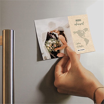 Remerciement mariage billet d'avion magnet - Mise en situation