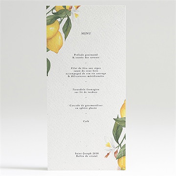 Menu mariage citron - Dos du menu