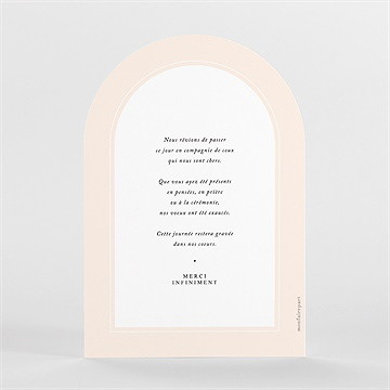 Remerciement mariage volupté arche - Dos du faire-part