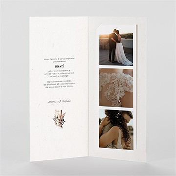 Remerciement mariage pampa photomaton - Intérieur du faire-part