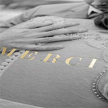 Remerciement mariage volupté dorure - Détail de la carte