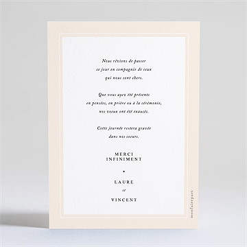 Remerciement mariage volupté dorure - Dos de la carte