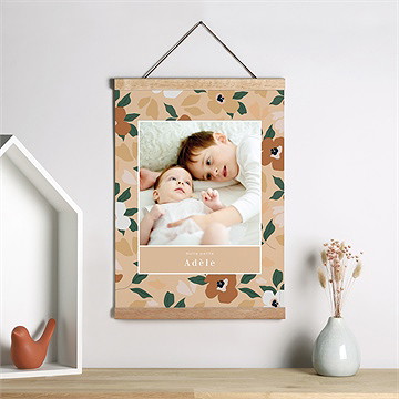 Affiche naissance fleurs vintage - Mise en situation