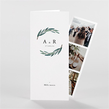 Remerciement mariage notre chemin photomaton - Devant du faire-part