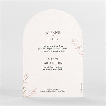 Remerciement mariage poésie boheme arche - Dos du faire-part