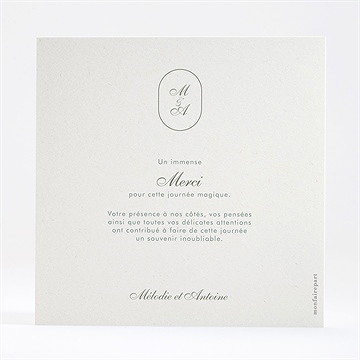 Remerciement mariage romance dorure - Dos de la carte