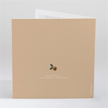 Faire-part naissance fleurs vintage jumeaux - Dos du faire-part