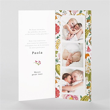 Remerciement naissance coloré - Intérieur du remerciement
