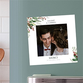 Remerciement mariage thème noël magnet