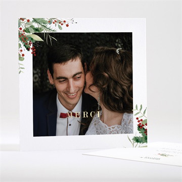 Remerciement mariage thème noël dorure