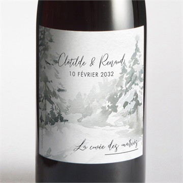 Etiquette de bouteille mariage montagnes