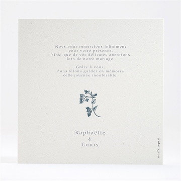 Remerciement mariage tropiques dorure - Dos de la carte