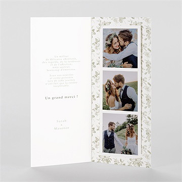 Remerciement mariage fleuri photomaton - Intérieur du faire-part